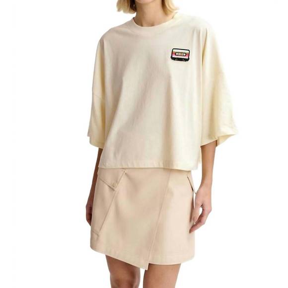 NEW ESSENTIAL ANTWERP glycine embroidered boxy tee in off white - Picture 1 of 3